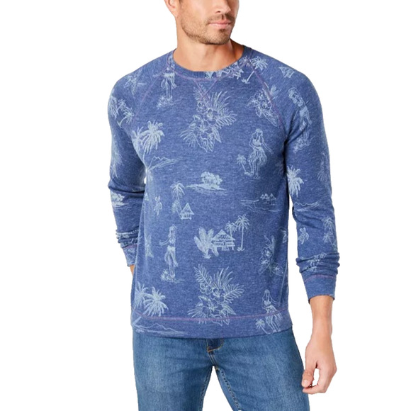 Tommy Bahama Men’s Large Blue Hula Hut Crewneck Sweater 100% Cotton - Picture 1 of 7